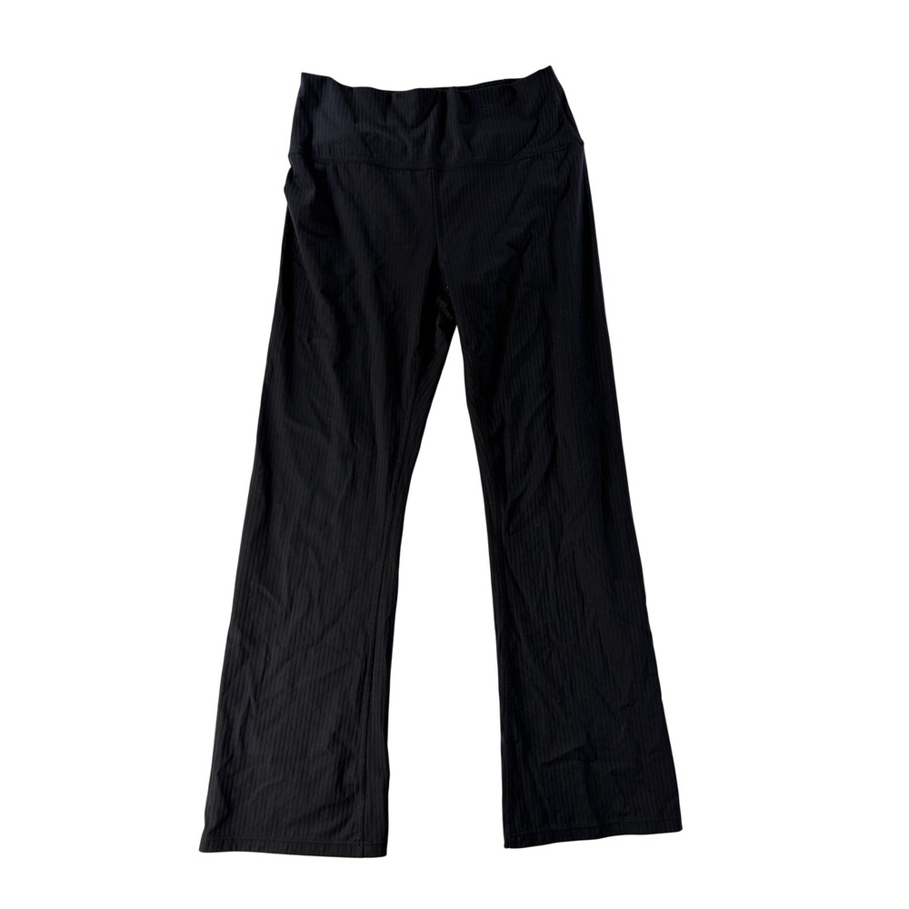prAna Womens Luxara Ribbed Pants Black Medium Flare Yoga Casual